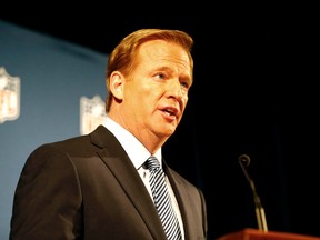 NFL commissioner Roger Goodell speaks during a press conference during Super Bowl week at the Phoenix Convention Center on Friday, Jan. 30, 2015. (Matthew Emmons/USA TODAY Sports)