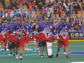 The Toronto Rock salutes the crowd at the ACC after defeating the Buffalo Bandits last week. (JACK BOLAND/Toronto Sun)