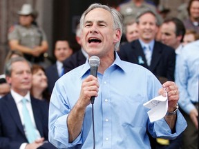 Greg Abbott speaks during an anti-abortion rally at the State Capitol in Austin, Texas, in this file photo taken July 8, 2013. (REUTERS/Mike Stone/Files)