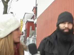 Imam Hamza Chaoui refused to explain to journalist Melanie Bergeron about his controversial views on women and homosexuals Friday, January 30, 2015.
TVA NEWS SCREENSHOT