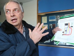 Gary Comeau, 63, attends an open meeting to voice concerns over the proposed Scarborough Subway extension on Jan. 31, 2015. (Veronica Henri/Toronto Sun)