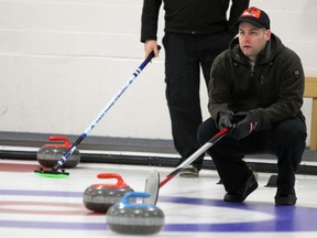 Skip Jonathon Beuk, from the Cataraqui Golf and Country Club, in the semi-finals of the Whig-Standard Bonspiel, in Kingston, Ont. on Saturday January 31, 2015. Steph Crosier/Kingston Whig-Standard/QMI Agency