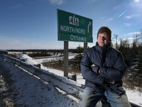 Peter Van Adrichem along Hwy. 417 just outside Ottawa on Friday Jan 30, 2015. He's pressing the province to find out why major highways were not plowed during a recent major storm.
Tony Caldwell/Ottawa Sun/QMI Agency