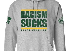 The North Winnipeg Nomads are selling T-shirts and hoodies denouncing racism in our city. (HANDOUT)