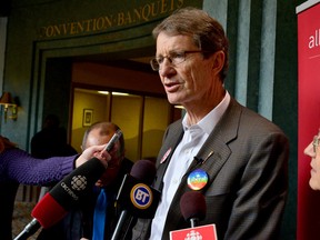 Alberta Liberal Party interim leader David Swann speaks to media at a Liberal party meeting in Calgary, Ab. on Feb. 1, 2015. Brian Passifume Calgary Sun/Qmi Agency.