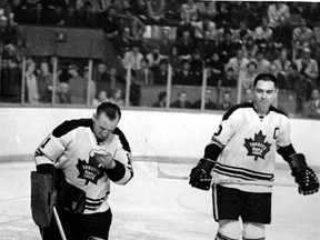 An injured Johnny Bower (left) returned halfway through the 1967 losing streak but couldn’t halt it.