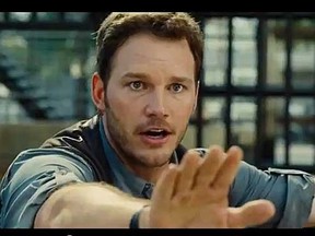 Chris Pratt in a scene from Jurassic World (YouTube screen shot)
