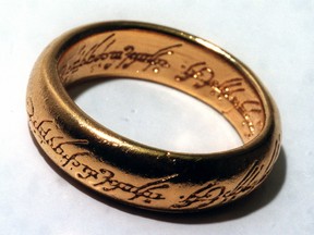 The ring from Lord of the Rings is pictured in this file photo. (Michael Peake/QMI Agency Files)
