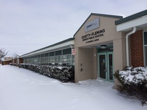 Beatty Fleming Senior Public School, along with all other Peel schools, was closed due to the storm. (CRAIG ROBERTSON/Toronto Sun)