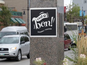 The “C'est si bon ensemble/together” sign welcoms people into St. Boniface.