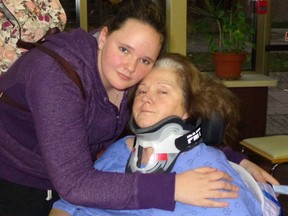 Kathy Gould, with her daughter Franki Heinrichs, has been paralysed since she fell down the stairs in an Ottervile home on December 7. (Submitted photo)