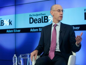 NBA Commissioner Adam Silver speaks onstage during The New York Times DealBook Conference at One World Trade Center on December 11, 2014 in New York City. (Thos Robinson/Getty Images for New York Times/AFP)