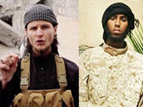 Awso Peshdary, 25, left, John Maguire, 24, middle, and Khadar Khalib,23, are all charged in a national security criminal investigation named Project Servant. RCMP IMAGES