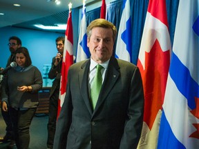 Mayor John Tory is pictured as he finishes addressing the media outside his City Hall office on Feb. 3. (ERNEST DOROSZUK, Toronto Sun)