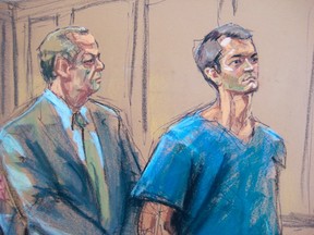 Ross Ulbricht, who prosecutors say created the underground online drugs marketplace Silk Road, makes an initial court appearance with his lawyer Joshua Dratel (L) in New York, Feb. 7, 2014.  REUTERS/Jane Rosenberg