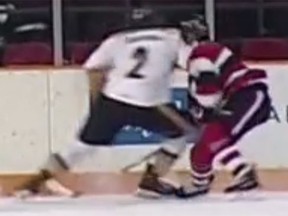 Joshua Chapman of the Sarnia Sting has been suspended 12 games for elbowing Ottawa 67 Ben Fanjoy. (OHL screen grab)