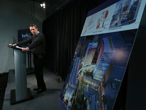 True North Sports and Entertainment executive chairman Mark Chipman met with the media at MTS Centre on Wed., Feb. 4, 2014, to discuss downtown development. Kevin King/Winnipeg Sun/QMI Agency