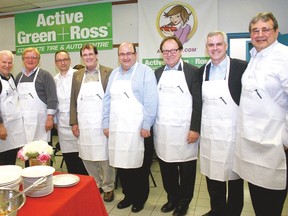 Julian Fantino, left, Ralph Chiodo, Joe Falcone, Dr. Paolo Campisi, Dr. Patrick Gullane, Dr. Ablino Chiodo, Fausto Gaudio, Dr. Ian WItterick and Dr. Vito Forte turned out for an OtoSim fundraiser.