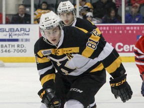 Conor McGlynn scored a couple of big goals for the injury-ravaged Kingston Frontenacs on the weekend. (Julia McKay/Whig-Standard file photo)