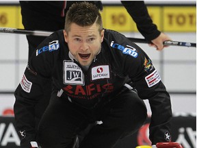 Top seed Mike McEwen breezed to victory in his first game at the Safeway Championship in Brandon Wednesday.