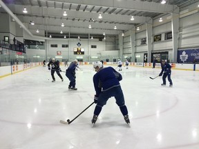 The Maple Leafs practice at the MasterCard Centre on Thursday, Feb. 5, 2015. (MICHAEL PEAKE/Toronto Sun)