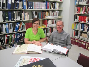 Cindy Robichaud and Merv Howes are volunteers with the Kent branch of the Ontario Genealogical Society. The society will hold an open house on Saturday, Feb. 14 from 10 a.m. to 4 p.m. at its office on the second floor of the Chatham branch of the public library.