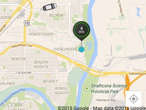 A screenshot from the Android Uber app being used in Edmonton. (EDMONTON SUN)