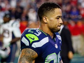 Earl Thomas of the Seattle Seahawks looks dejected after losing to the New England Patriots in Super Bowl XLIX.  (Kevin C. Cox/AFP)