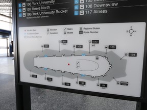 A few days after a phallic TTC bus platform sign appeared at the Downsview TTC station, it has been changed on Thursday February 5, 2015. (Jack Boland/Toronto Sun)