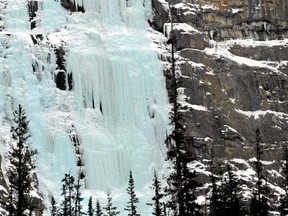Blue ice on the Weeping Wall in Jasper National Park, near the location of a search for a missing ice climber. Mike Drew/Calgary Sun/QMI AGENCY