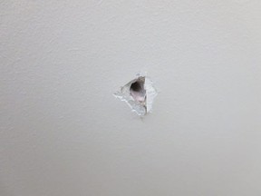 Friday, Feb. 6, 2015 Ottawa -- Fernando Rebelo and Paula Guimaraes were shocked when they discovered a loud bang heard Sunday was actually a rifle bullet being fired through the wall of their Barrhaven home.Facebook photoOttawa Sun/QMI Agency