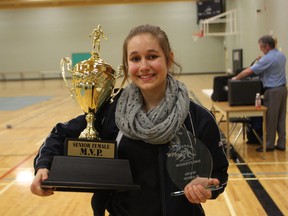 Sacre Coeur's Emilie Charette earned MVP honours at the city wrestling championships, held Thursday. Charette was named this week's Cambrian College-Sudbury Star High School GameChanger award winner. Bruce Heidman/The Sudbury Star