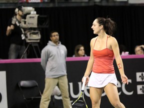 Canada's Gabriela Dabrowski reacts during Fed Cup play. (QMI Agency)