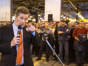 Toronto Mayor John Tory toured the D.W. Harvey  TTC Shop Hillcrest Complex  in Toronto on Monday. (CRAIG ROBERTSON, Toronto Sun)