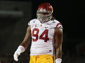 Defensive end Leonard Williams #94 of the USC Trojans warms up before the college football game against the Arizona Wildcats at Arizona Stadium on October 11, 2014 in Tucson, Arizona. (Christian Petersen/Getty Images/AFP)