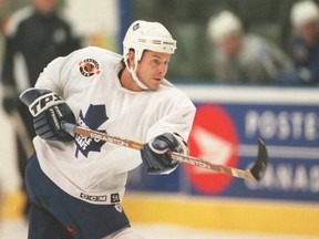 Former Toronto Maple Leafs winger Todd Warriner releases a shot during practice. (QMI Agency)