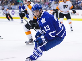 A long-time minor leaguer, grinder Trevor Smith is making the most out of his chance with the Maple Leafs this season. Coach Peter Horachek calls him very reliable and trusts him to make the right decisions. (QMI Agency)