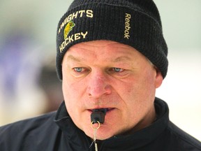 London Knights head coach Dale Hunter has installed a trap strategy, which he hopes will cut down the opposition?s goals and chances. But he needs his players to buy into what he is teaching. (MIKE HENSEN, The London Free Press)