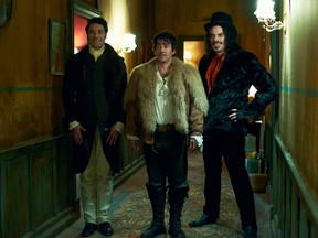 Flight of the Concords star Jemaine Clement (far right) co-wrote, co-directed and stars in What We Do In The Shadows. (Handout photo)