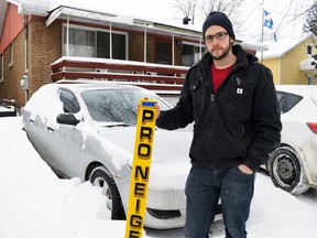 Pro-Snow customer Jonathan Vincent after a weekend storm that hit his east-end Montreal neighbourhood. (JUDITH PLAMONDON/QMI Agency)