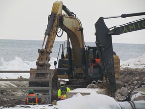 Work is underway to improve shoreline protection at the Lambt...