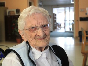 Doris Peterson, a resident of the Helen Henderson Care Centre, will be turning 100 on Feb. 13. She was born on Howe Island and has five children. (Michael Lea/The Whig-Standard)