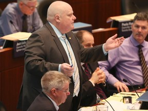 Councillor Rob Ford speaks on the homeless in the council chamber at City Hall on Feb. 11, 2015. (Veronica Henri/Toronto Sun)