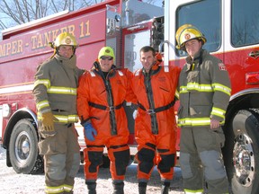 Central Elgin firefighters from Port Stanley station checked out the ice conditions Tuesday at Little Beach in advance of the Port Stanley Polar Bear Dip, March 28. The first-time event is in aid of Childcan, the Childhood Cancer Research Association.
Ian McCallum/Times-Journal