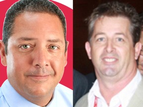Lawyer Gerry Guimond (left), Confederation Secondary School principal Pablo Gil-Alfau, businessman Jim Belanger and Eastlink employee Marc Serre want the Liberal nomination in Nickel Belt.