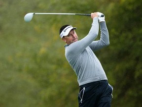 PGA golfer Robert Allenby tees off on the ninth tee box during the second round of the Waste Management Phoenix Open at TPC Scottsdale. (David Wallace-Arizona Republic via USA TODAY Sports)