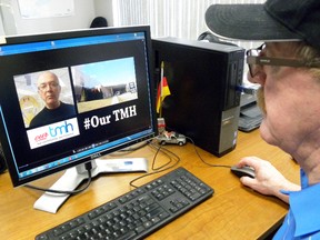 Ernst Kuglin/The Intelligencer
Duncan Armstrong views the video he created on behalf of Our TMH. The video will be screened at the Centre Theatre in Trenton as a public service announcement.