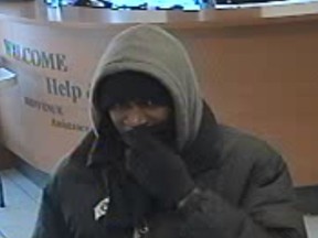 This man is wanted by police as a suspect in a bank robbery along Montreal Rd. on Jan. 26. (SUBMITTED IMAGE Ottawa Police)