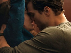 Jamie Dornan and Dakota Johnson in "Fifty Shades of Grey."