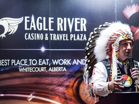 Chief Tony Alexis spoke at the Eagle River Casino on Jan. 31, 2014, marking the casino’s seventh year of business.

Christopher King | Whitecourt Star